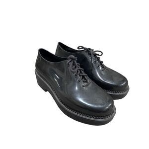 Melissa Black Jelly Chunky Platform Goth Lace Up Shoes Size 6 Punk Y2K